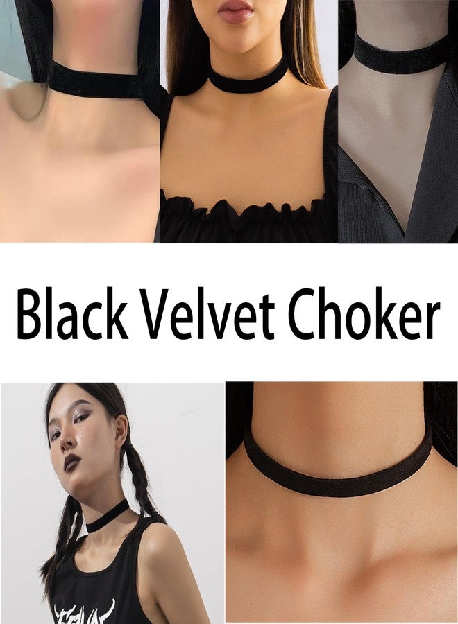 Palotay Black Velvet Choker for Women Adjustable Gothic Choker Collars for Women Jewelry 0.59in - Image 2